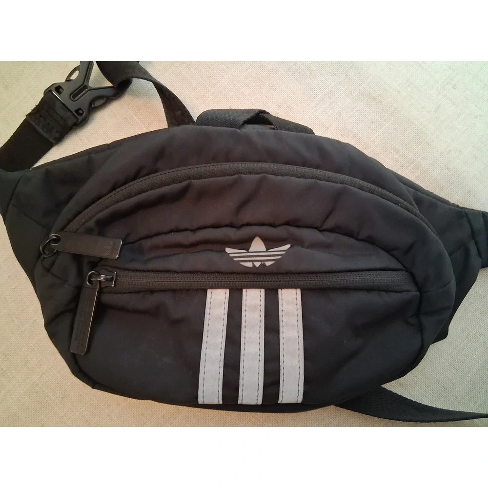 Adidas Originals Black Trefoil 3-Stripe Waist Bag Fanny Pack Crossbody‎ 978626-A